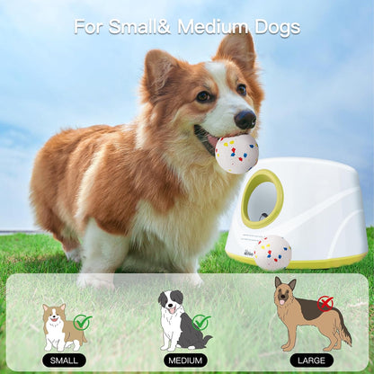 Dog Ball Launcher, Dog Ball Thrower, Automatic Dog Ball Launcher with 3 Adjustable Distance 20-40FT, 6 ETPU Balls, Indoor Outdoor Interactive Dog Toys for Small/Medium Dogs