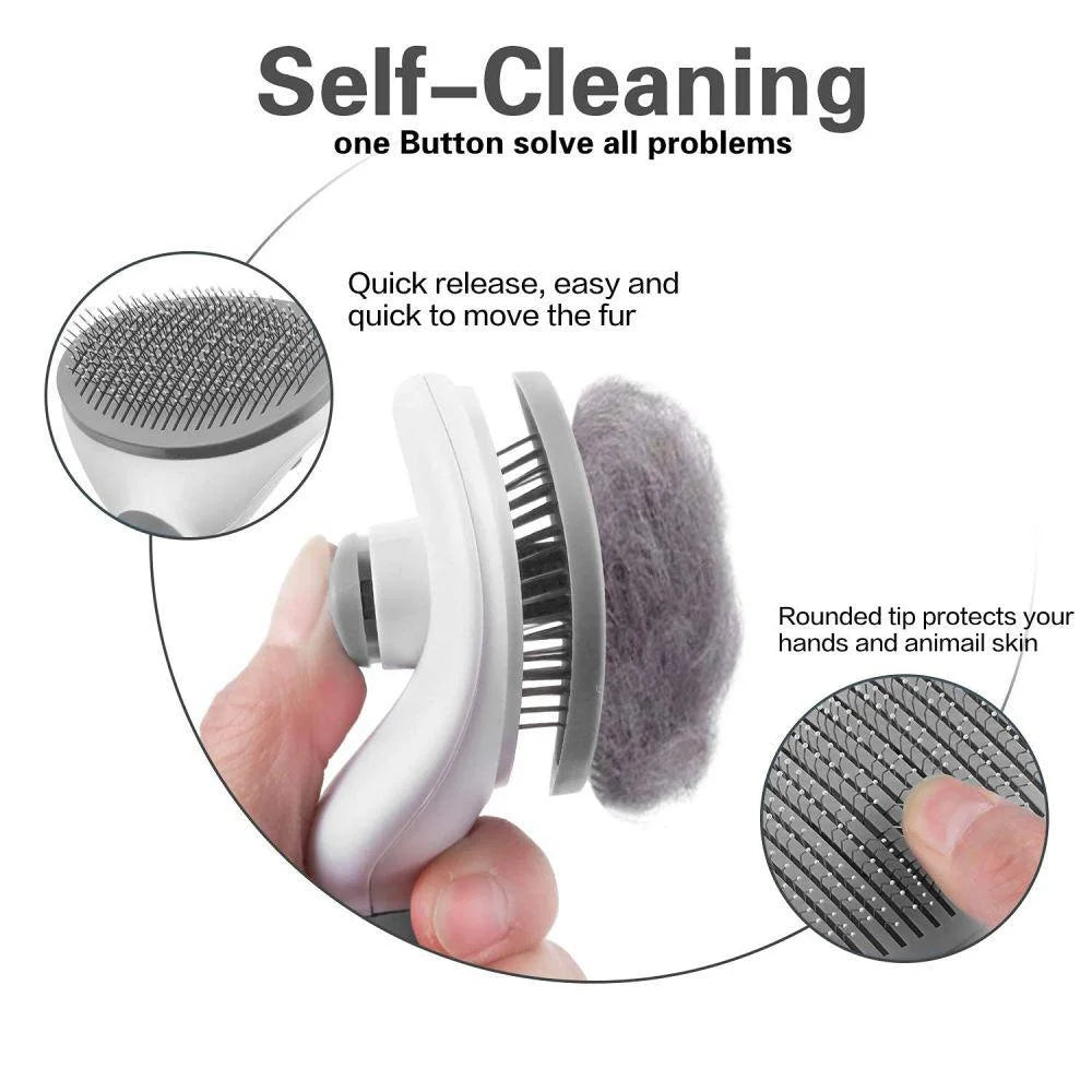 Self Cleaning Slicker Brush for Dogs and Cats  Pet Grooming Tool Removes Undercoat Shedding Mats and Hair