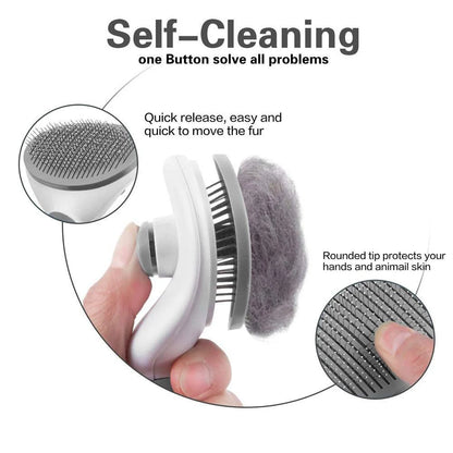 Self Cleaning Slicker Brush for Dogs and Cats  Pet Grooming Tool Removes Undercoat Shedding Mats and Hair