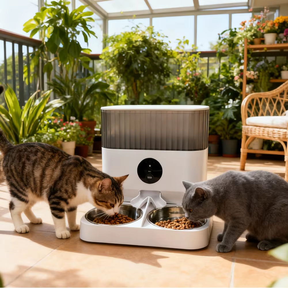 Smart Automatic Pet Feeder for Cats Small/Medium Dogs 6L Capacity Wifi APP Remote Control Timed Portion Feeding Voice Recording