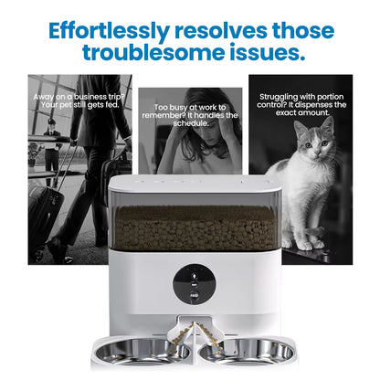 Smart Automatic Pet Feeder for Cats Small/Medium Dogs 6L Capacity Wifi APP Remote Control Timed Portion Feeding Voice Recording