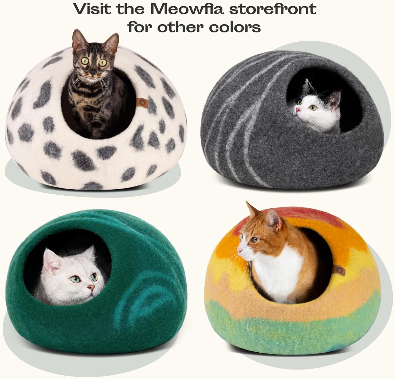 Cat Cave – Premium Felt Cat Bed Bed Enclosure for Indoor Cats, Handmade Merino Wool (Dark Grey, Medium)